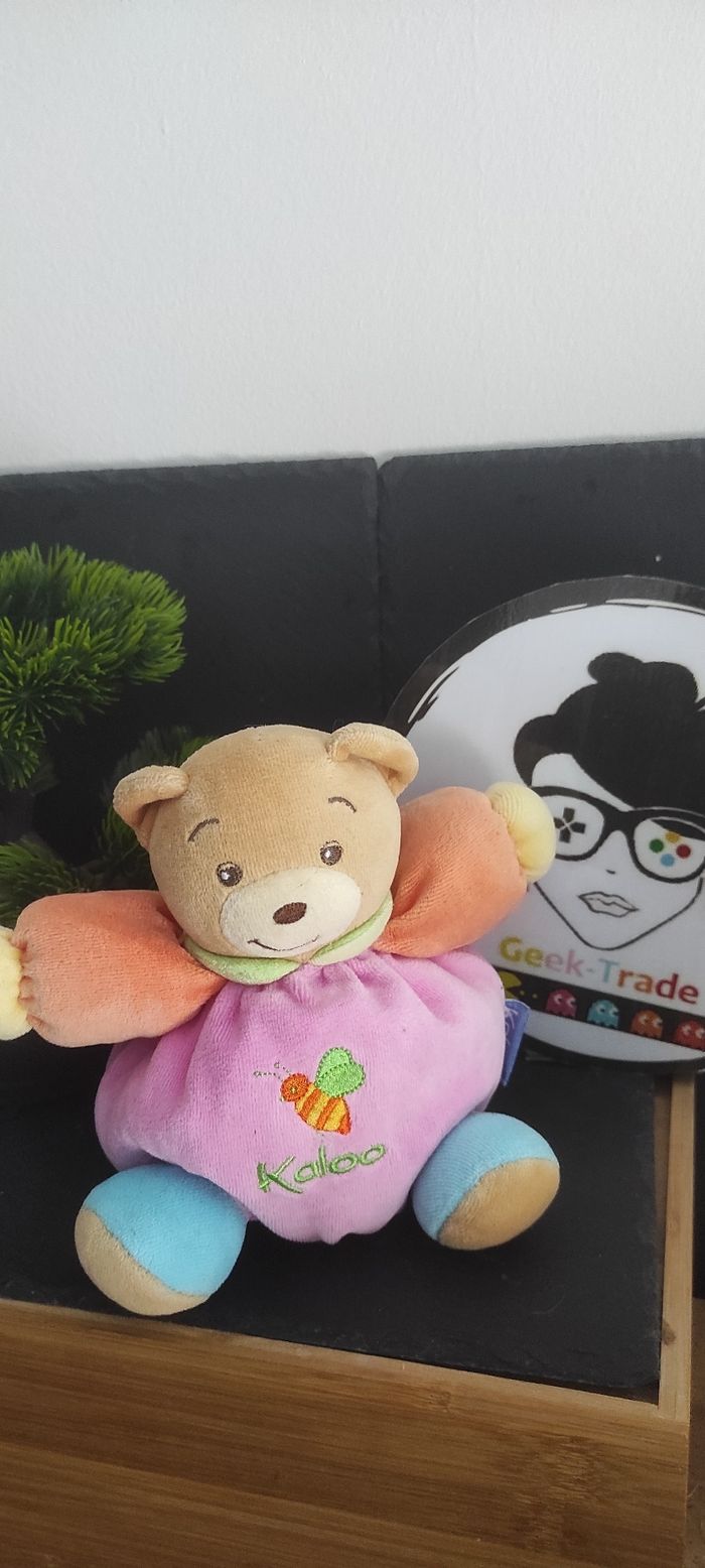 Doudou Ours patapouf rose orange bleu abeille kaloo boule peluche DD003092