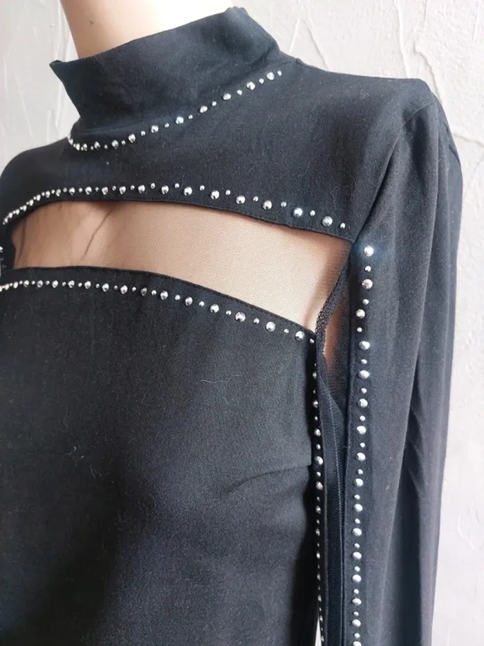 Top noir à strass transparent Taille M - photo numéro 3