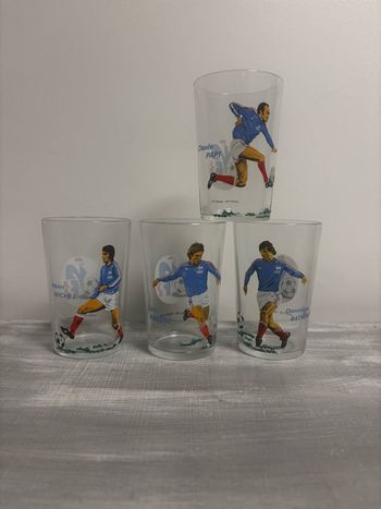 Vintage lot de 4 verres collector FFF football 1978