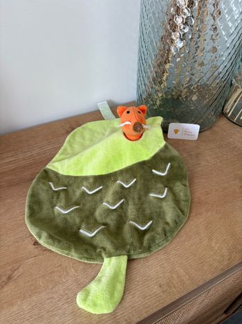 Doudou renard orange vert