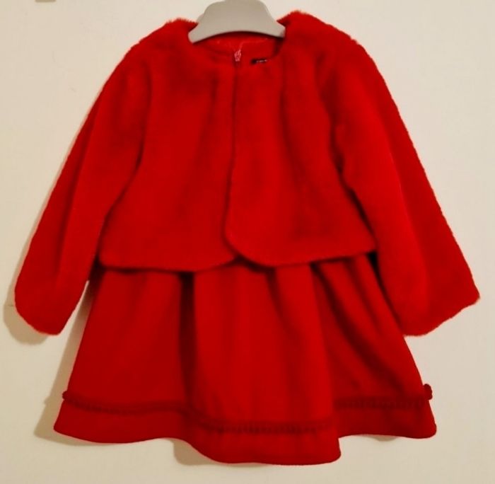 Robe en feutre rouge + veste cardigan 12 mois - photo numéro 9