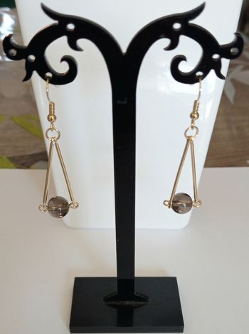 Boucles d'oreilles longues tiges géométrique perle