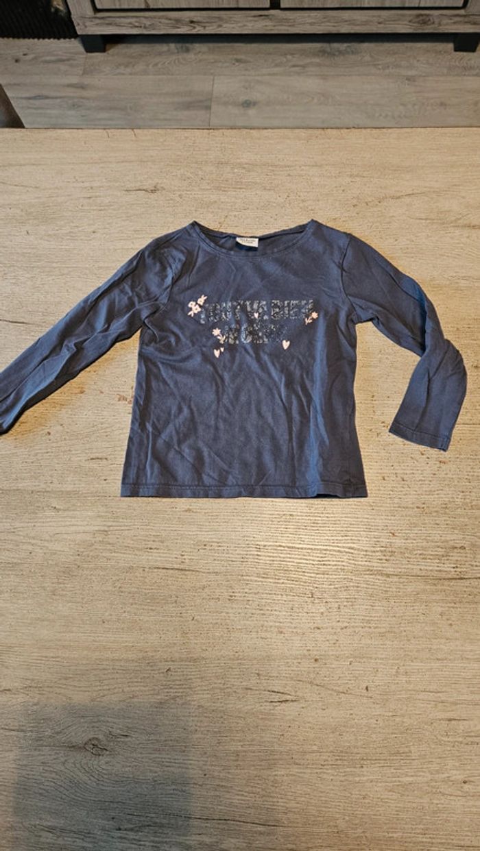 T shirt fille à manchss longues, gris foncé, Tape A l Oeil, 6 ans