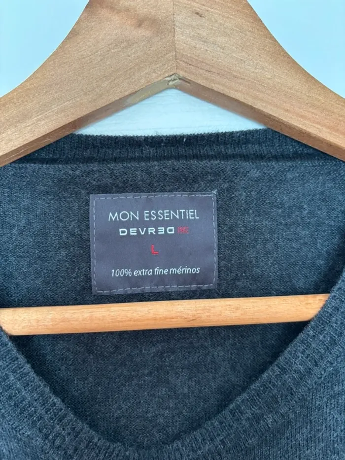 Pull gris anthracite laine de mérinos Devred taille L - photo numéro 3