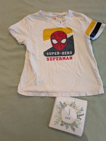 T-shirt spiderman blanc 8 ans