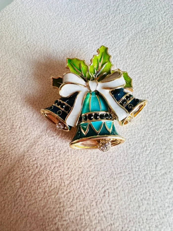 Broche vintage Napier - Cloche de Noël émaillée - photo numéro 3