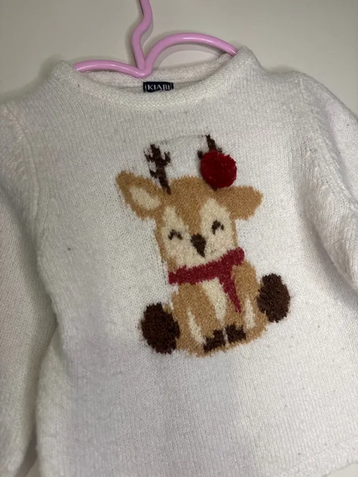 👚pull petit renne - Kiabi - 6 mois - bon état - bébé fille - photo numéro 2