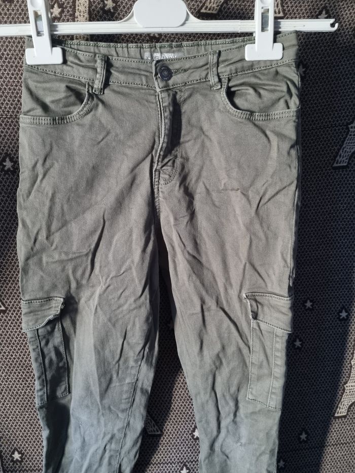 Jean skinny kaki style cargo taille XS 14ans - photo numéro 2