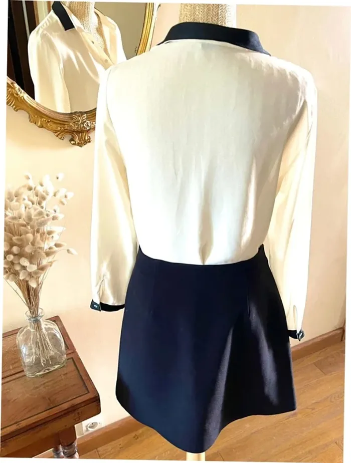 Sublime chemise blouse chic neuve Zara blanc écru et passementerie bordure noir - photo numéro 16