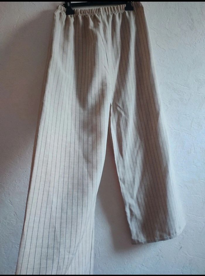 Pantalon Palazzo Beige Rayé - Taille Unique - photo numéro 4