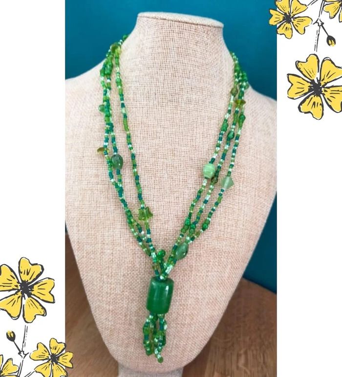 Collier perles multirangs vertes - Collection Émeraude Urbaine - photo numéro 10