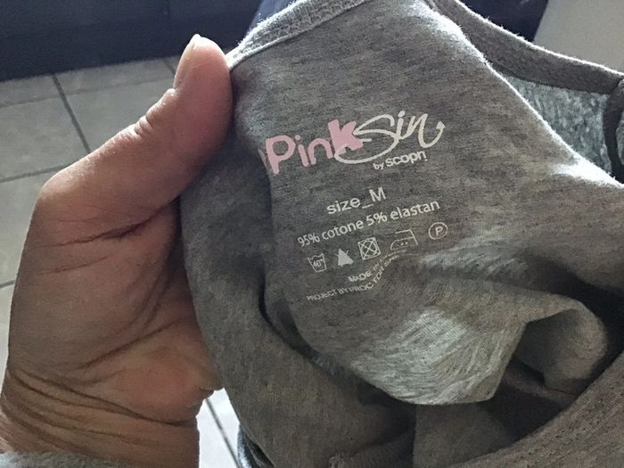 T Shirt manche longue en coton gris taille M Pink Sin (0623) - photo numéro 3