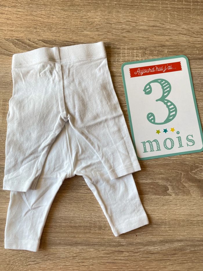Lot de 2 leggings blanc t.3mois - photo numéro 2
