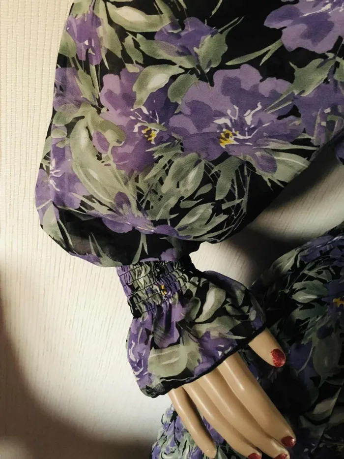 💜🌿Robe courte à volants 36/38 coquette fairycore cottagecore whimsigoth Floral ruffled Mini Dress🌿💜 - photo numéro 10