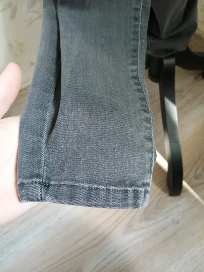 Jeans gris foncé skinny taille haute high waist avec perles / camaïeu / (40) - photo numéro 4