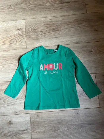 T-shirt manches longues vert 36 mois