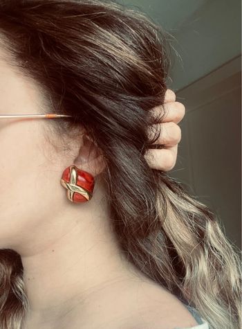 Boucles d’oreilles rouge vintage à clip très bon état