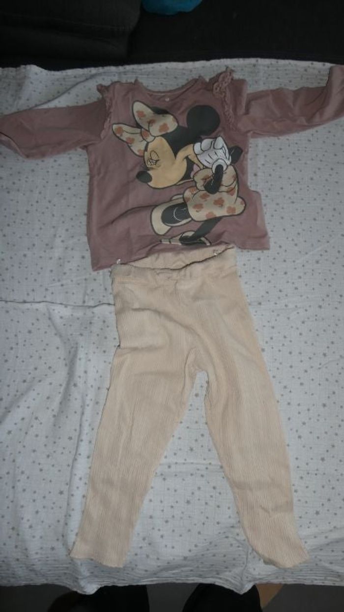 Ensemble TShirt manches longues + leggings - Minnie - NEUF – 24 mois fille