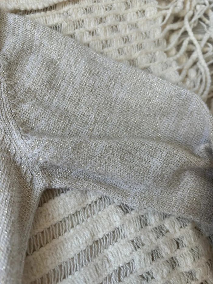 Cardigan fille beige à paillettes dorées 2 ans - photo numéro 3