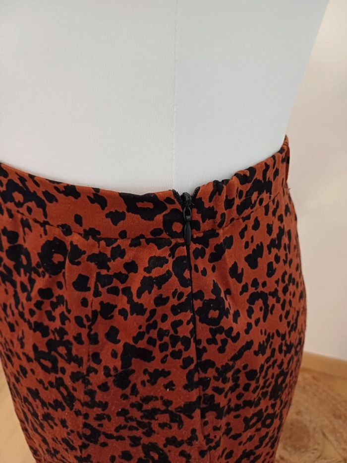 Jupe mi-longue marron à imprimé Léopard Costes taille M/L 38/40 - photo numéro 4