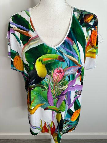 Blouse tropicale toucan multicolore T40 L