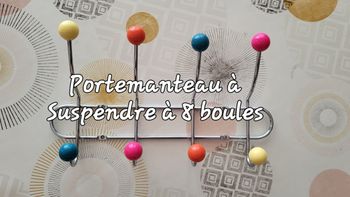 Portemanteau à Suspendre avec 8 Crochets Chromés&Boules Plastiques Multicolores-Style Sputnik 60s