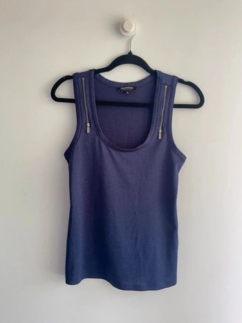 Débardeur bleu métallisé Morgan zips bretelles
