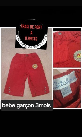 Pantalon garçon 3 mois rouge