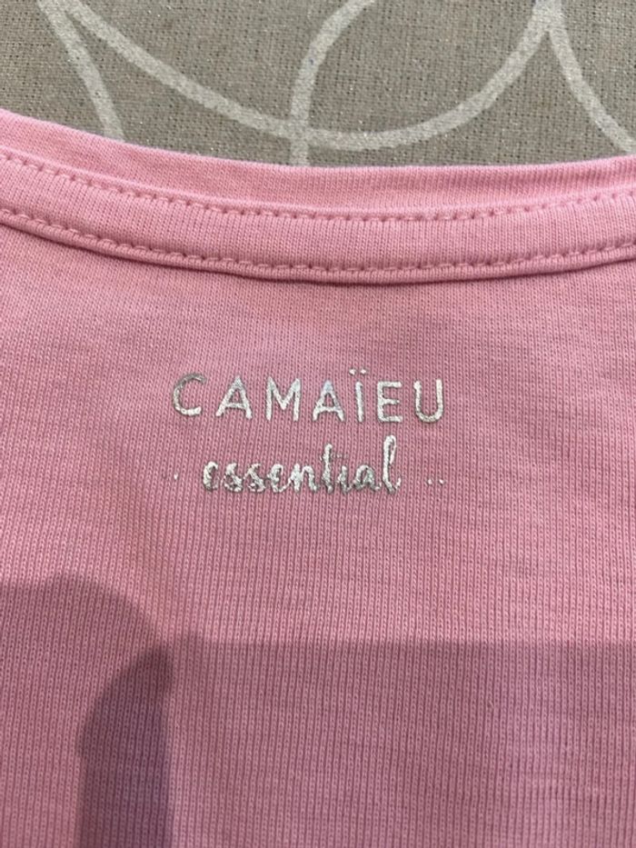 Teeshirt col V rose camaïeu - photo numéro 3
