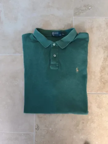 Polo Ralph Lauren homme XXL vert logo beige coton stretch