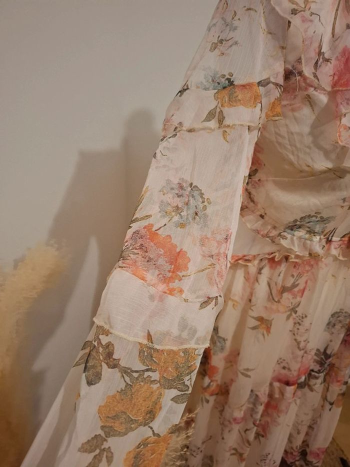 Robe longue rose pâle Fleurie volantée Golden Days taille S 36 - photo numéro 9