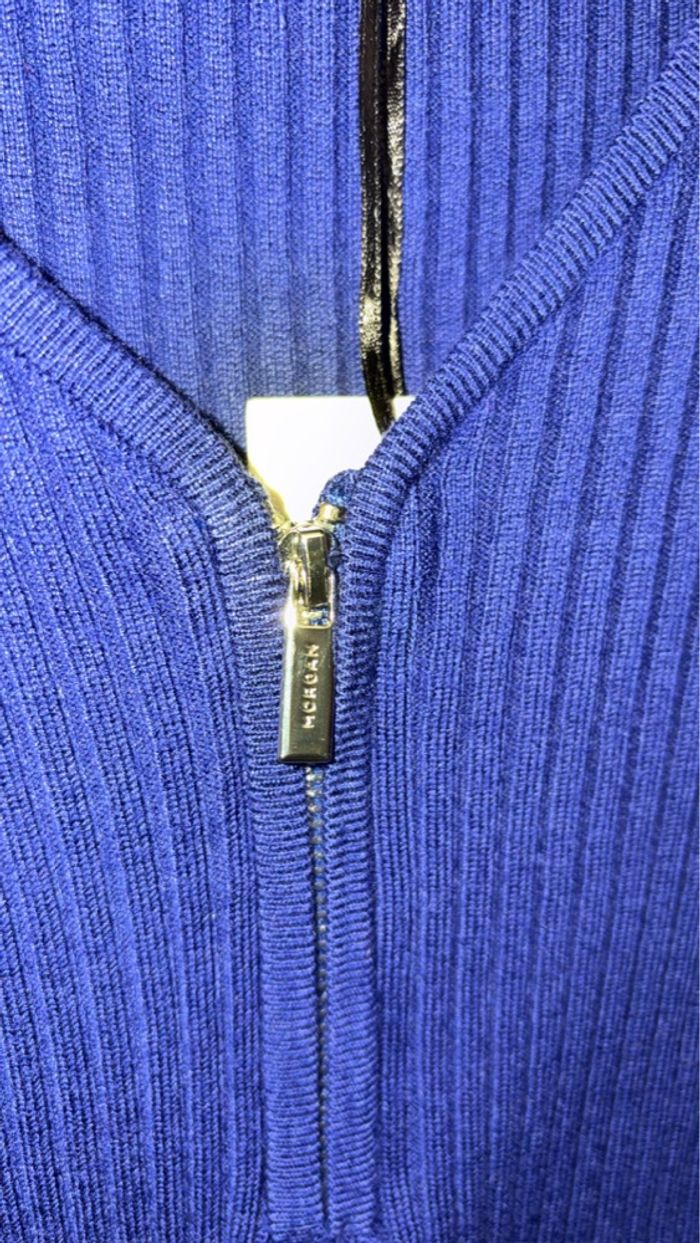 Morgan - Top côtelé zippé - Taille XS - Bleu Roi - Neuf avec étiquette - photo numéro 9