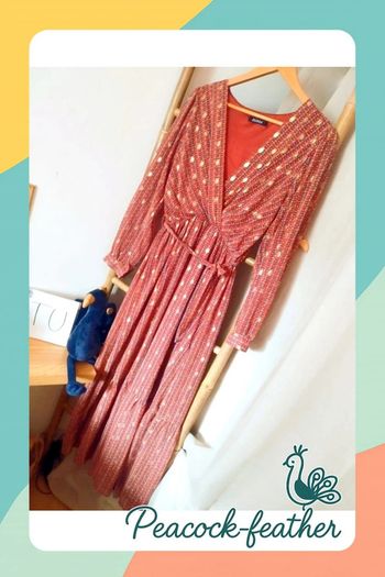 Robe longue TU marron terracotta / dorée