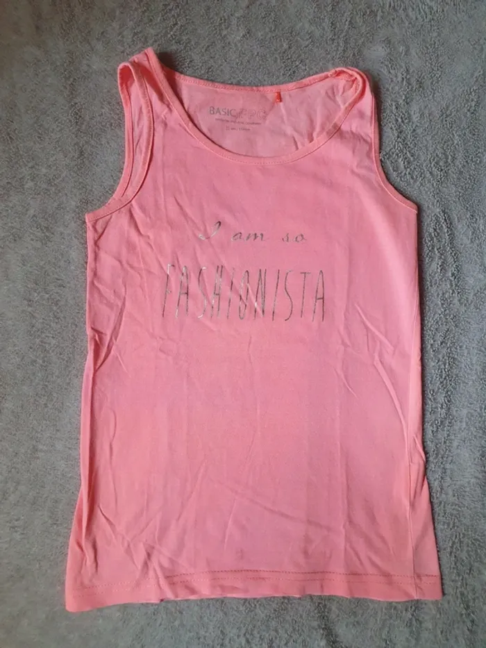 Débardeur rose avec écritures FPC taille 12 ans