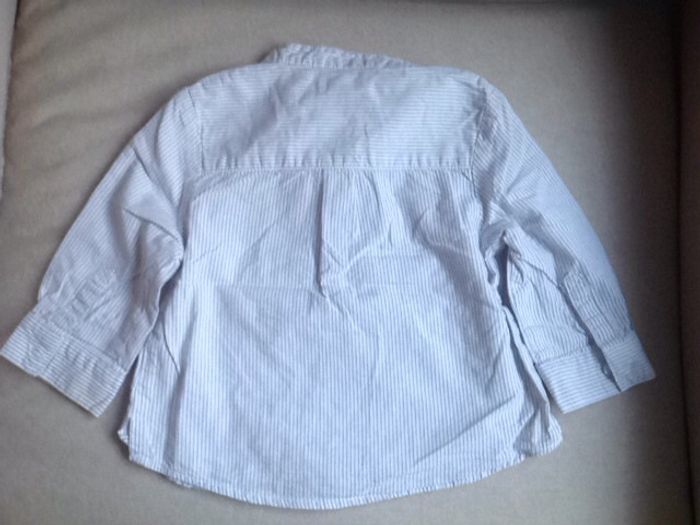 Chemise Okaïdi col mao rayée gris clair et blanc - 12 mois - photo numéro 4