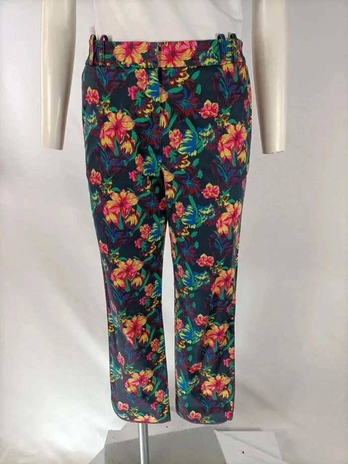 Pantalon fleuri Armand Ventilo taille 38 en coton et soie A211