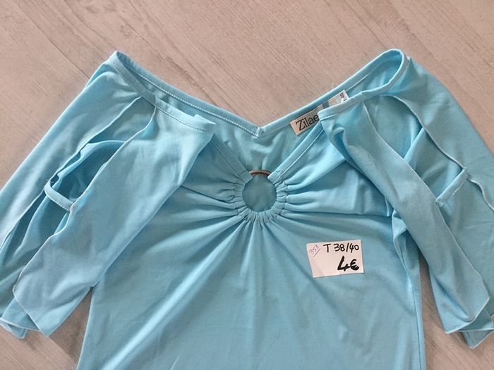 353-Haut turquoise T 38/40- M/L - photo numéro 4