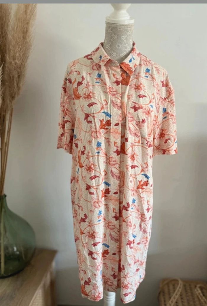 Robe chemise à motifs pêche Object taille 36 S - photo numéro 5