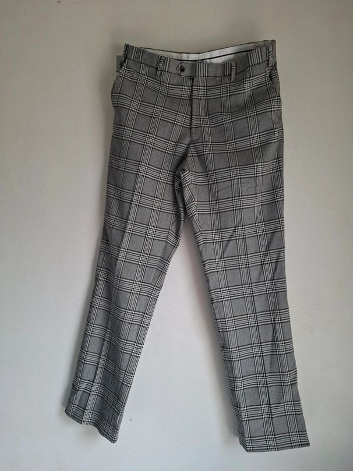 Pantalon carreaux chic gris noir - Taille 46 petit- Neuf