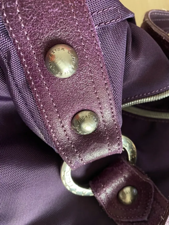 Sac à main violet petit noeud Lancaster tissu Paris prune - photo numéro 15