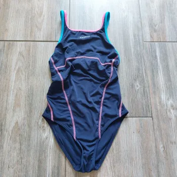 Maillot de bain 1 pièce Nabaiji bleu marine rose & bleu 12 ans
