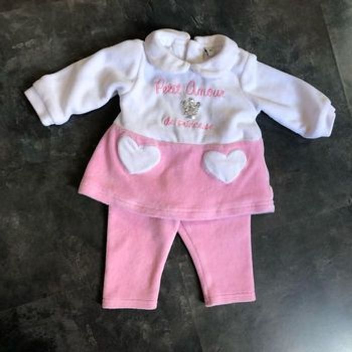 Ensemble velours couronne argenté sequins 3 mois