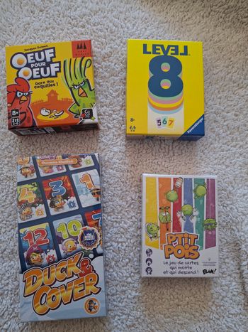 4 jeux familiaux Level 8 Duck&Cover Ptit Pois et Œuf pour Œuf