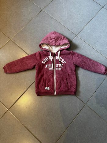 Gilet zippé à capuche - Southwest Cotton Company - Athletic Hossegor - Rose & blanc - 6 ans