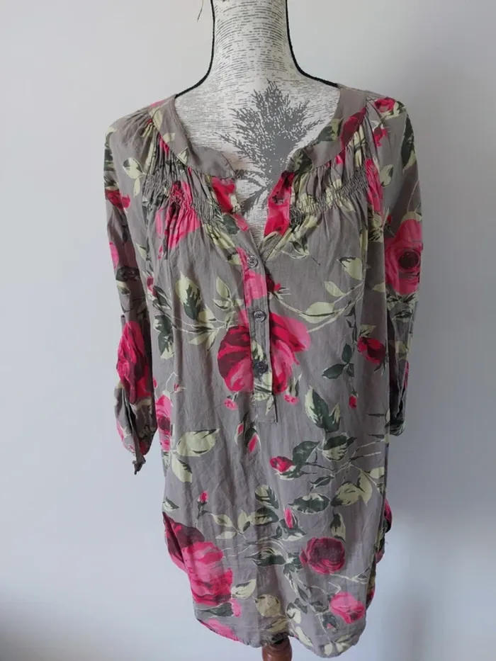 Chemise à fleurs 100% coton