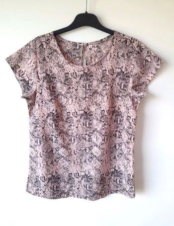 Tee-shirt fluide rose imprimé noir T36/38