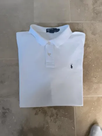 Polo Ralph Lauren homme XXL blanc logo marine quelques défauts