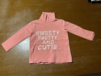 T-shirt manche longue col roulé rose