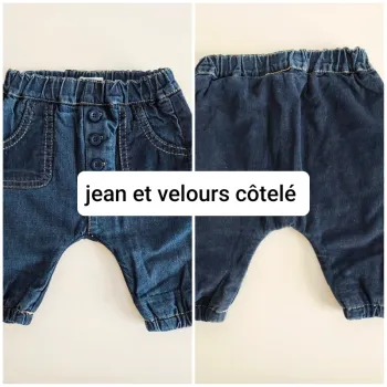 Pantalon bi matière jean velours côtelé Benetton