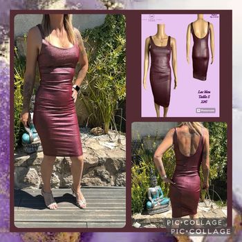 🍇 Robe moulante prune métallisée Lac Bleu – Taille S SOLDÉ -20% (vidéo portée dispo ) 🍇